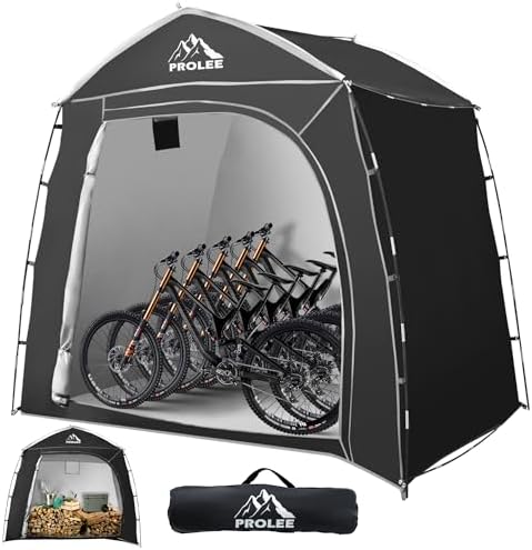 PROLEE Bike Storage 7.3 x 5ft, Black, Waterproof Oxford Fabric, Bike Shed, Garden Sheds & Outdoor Storage