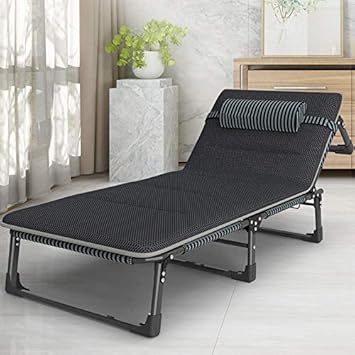 Heavy Duty Zero Gravity Reclining, Deck Chair Recliners, Terrace Outdoor Recliners, Oversized Adjustable Sun Loungers, With Headrest Support 440lbs-Black Rod Stripes+4D Breathable Cotton Pad