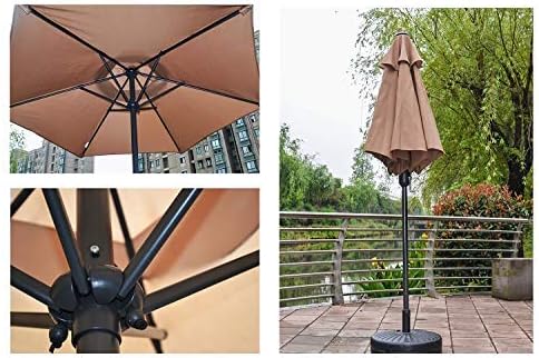 Parasol Umbrella Brown Windproof Patio Umbrella, Perfect Outdoor Table Umbrella with Crank Lift Handle, 6.6 Feet for Gazebo Dock, UV Protection (Color : Without Base)