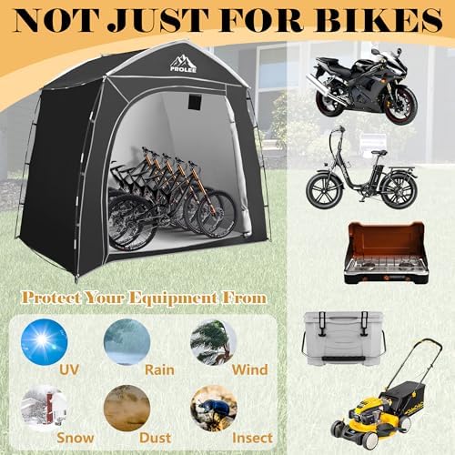 PROLEE Bike Storage 7.3 x 5ft, Black, Waterproof Oxford Fabric, Bike Shed, Garden Sheds & Outdoor Storage