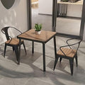 3-Piece Outdoor Dining Set Square Table And 2 Chairs For Garden Patio Yard Pub Use Rustic Wood Metal Design(Brown+White-3 Pcs Set,55" L)
