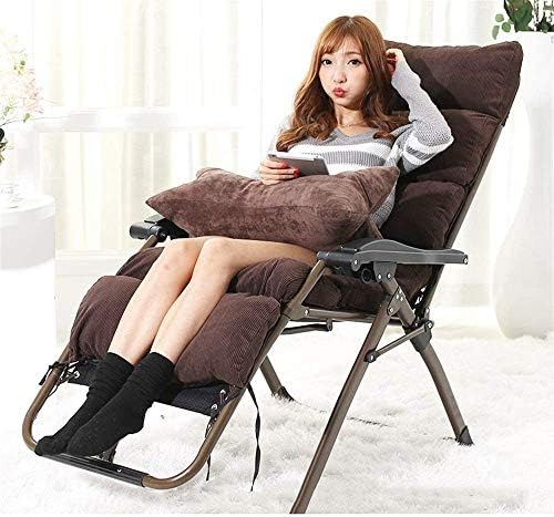 Sun Lounger Garden Chairs Patio Lounger Chair,Oversized Outdoor Folding Deck Chair Reclining Garden Chair Home Lounge Chair with Cotton PadSupport 260kg (Color, Light blue),Orange