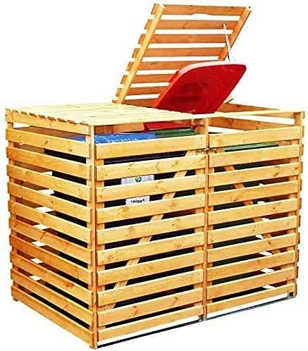 Double Wheelie Bin Storage Wooden Hideaway Store Outdoor Garden Rubbish Dustbin 2 Shed *WINNER 2021