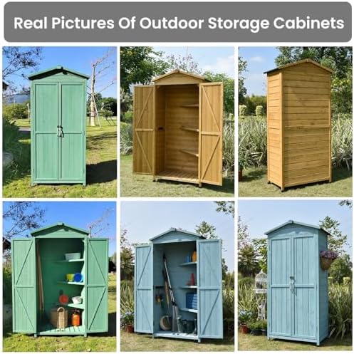 Potting Bench, 71.2in Tall Outdoor Storage Shed, Vertical Garden Storage Box, with Waterproof Roof & Feet, Weather Resistance Backyard Organizer for Bike, Garbage Cans, Lawn Mower, Garden To
