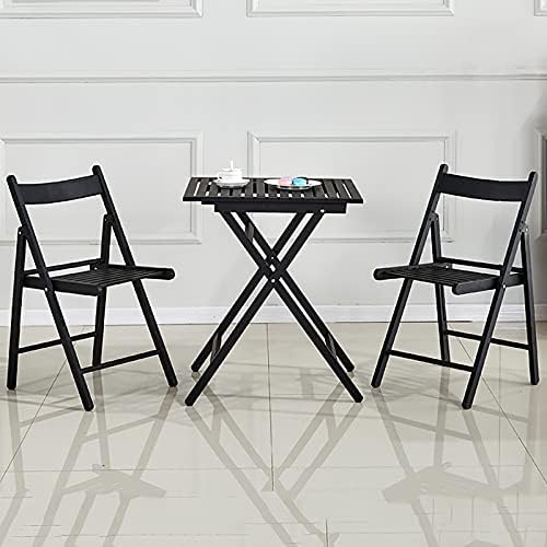 3-Piece Modern Patio Furniture Set with Slat Design - All-Weather Foldable Patio Table and Chairs with Metal Frame - Outdoor Bistro Set for Small Space, Deck, Lawn,Porch, Garden Balcony
