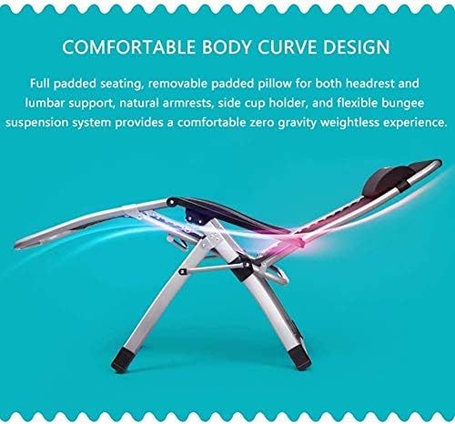 Sun Lounger Garden Chairs Zero Gravity Chaise Lounges Patio Lounger Chair Folding Outdoor Office Beach Recliner With Cotton Pad Portable Reclining Lawn Chairs Supports 200kg Black