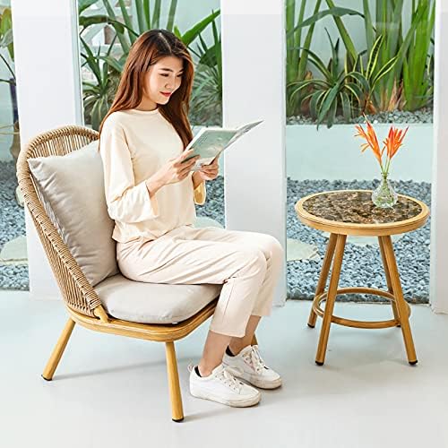 3 Pieces Outdoor Patio Furniture Set - Modern Bistro Set with Coffee Table - Rope Weaving Rattan Conversation Set with Storage Side Table - Balcony Furniture for Garden Balcony Backyard Poolside