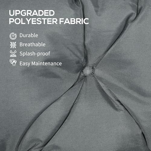 Outsunny 3 Seater Bench Cushion, Garden Chair Cushion with Back and Ties for Indoor and Outdoor Use, 98 x 150 cm, Dark Grey