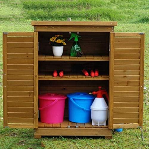 Garden Cabinets Multifunctional Outdoor Storage Cabinet Courtyard Mounted Tool Box Garage Shoe Rack Storage Shed (Color : Brown, Size : 694396cm)