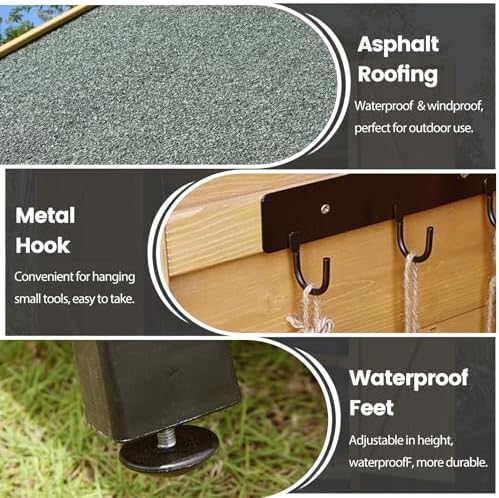 Potting Bench, 71.2in Tall Outdoor Storage Shed, Vertical Garden Storage Box, with Waterproof Roof & Feet, Weather Resistance Backyard Organizer for Bike, Garbage Cans, Lawn Mower, Garden To