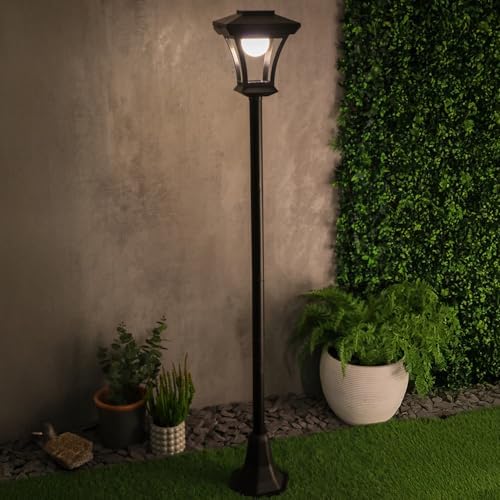 Taylor & Brown 1.5m Tall Solar Powered Lamp Post Light - LED Garden Lantern for Outdoor Lighting, Decorative Patio Lights for Pathway, Walkway, Driveway or Yard