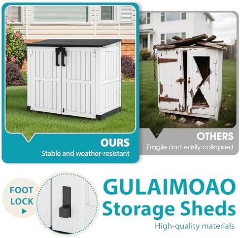 Outdoor Horizontal Resin Storage Box 36 Cu Ft with Lockable Doors, Portable Outdoor Storage Shed -Waterproof Outdoor Storage Cabinet for Garden,Easy to Assemble