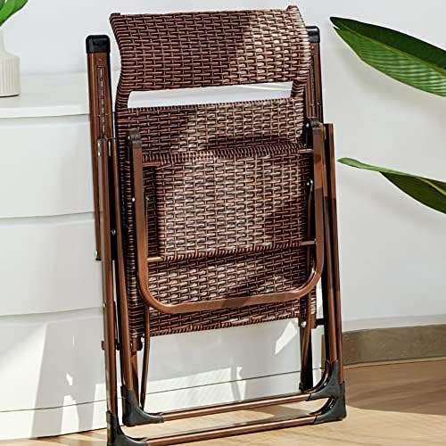 Portable Folding Chaise Lounge Chair - Adjustable Zero Gravity Recliner with Pillow, Woven Rattan, Steel Frame for Outdoor Pool, Beach, Patio, Lawn (Brown Color)