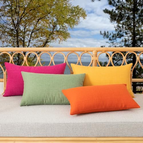 Kevin Textile Pack of 2 Outdoor Waterproof Pillow Covers Decorative Farmhouse Throw Pillow Covers Checkered Couch Pillow Covers Spring for Patio Tent Bed Sofa Living Room 12x20 Inch Sage Green