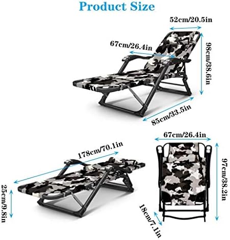 Portable Folding Sun Lounger Chair - Heavy Duty Metal Recliner for Outdoor Garden, Deck, Lawn & Patio - Comfortable Relaxing Bed with Beautiful Scenery View