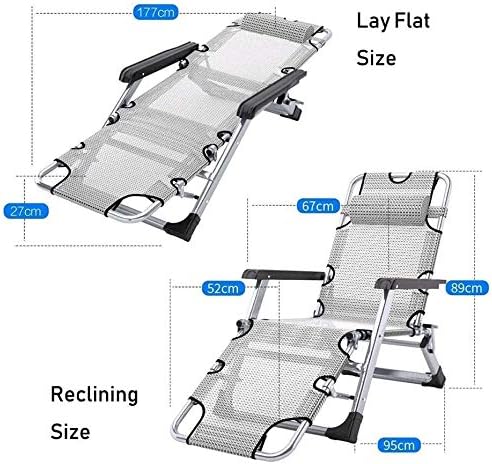 Sun Lounger Garden Chairs Foldable Deck Chair Folding Bed Single Zero Gravity, Patio Breathable Recliner Outdoor Patio Beach Metal Frame Camping Bed (Color, Gray),Gray