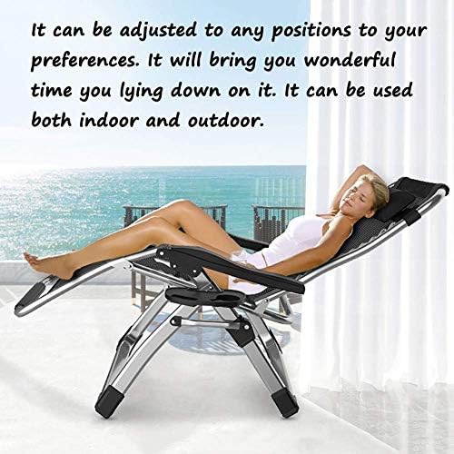 Patio Chairs Reclining Sun Loungers Zero Gravity Chaise Lounges Outdoor Garden Rocking Deck Chair For Beach Camping Supports 200kg (Color : Black)