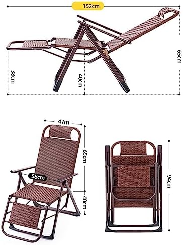 Adjustable Folding Zero Gravity Lounge Chair - Patio Wicker Rattan Recliner for Beach, Pool, Lawn, Camping, Outdoor & Indoor Use - Black Color, Perfect for Relaxation