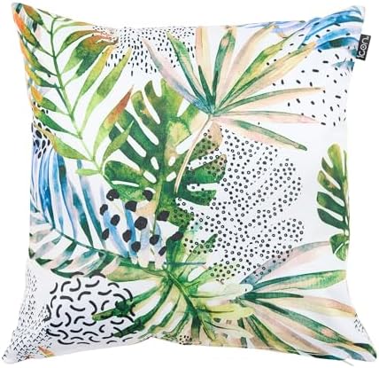 Bean Bag Bazaar Outdoor Cushions Filled, Wild Collection, Decorative Palm Print, Set of 4, 43cm x 43cm, Water Resistant, Outdoor Cushions for Garden Furniture, Garden, Patio