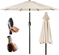 SG 2.7m Garden Parasol Umbrella Sun Shade Water Repellent Polyester UV 30+180 GSM Umbrella Easy To Open And Close Crank Handle And Tilt Waterproof UV Protection Parasol For Outdoor Beach