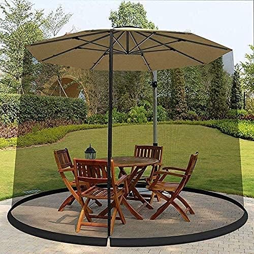 Outdoor Garden Umbrella Your Parasol into a Gazebo Garden Mosquito Cover Net Patio Umbrella Screen with Zipper Doorols for Indoor and Outdoor, Camping (Color : Black, Size : 275 X
