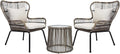 3 Pieces Patio Furniture Sets - Indoor Outdoor All-Weather Wicker Bistro Set, Garden Furniture Sets, Patio Conversation Sets, Cushions Included