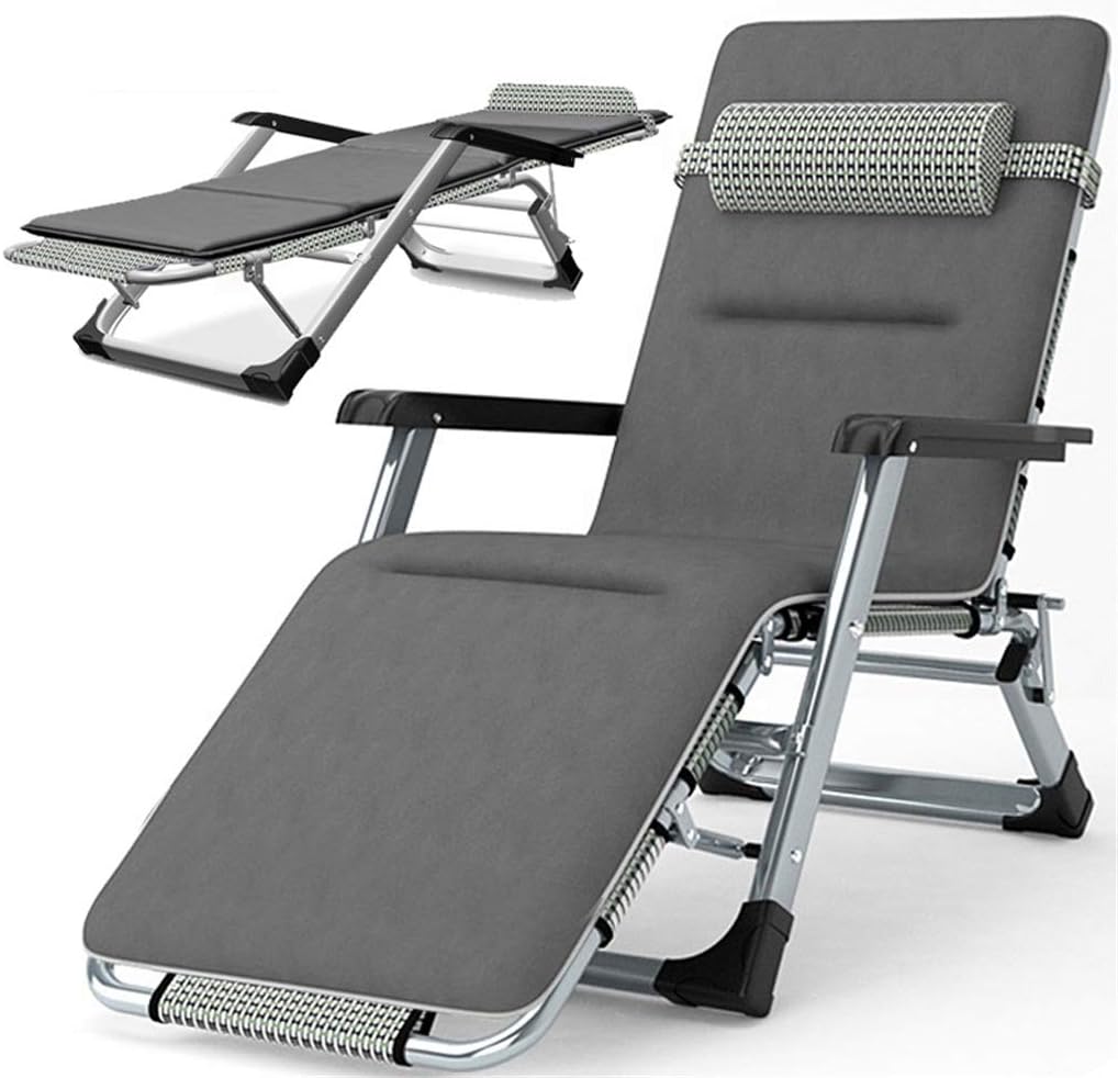 Oversized Extra Wide Recliner Lounge Chair with Padded Cotton Pad, Adjustable Sun Lounger for Garden, Beach, Lawn, Pool - Supports Up to 440lbs