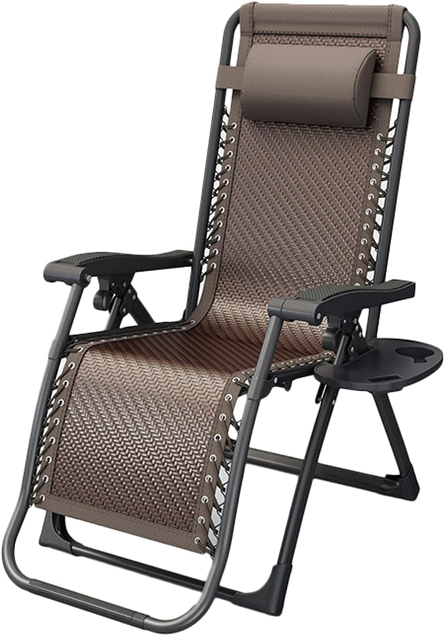 Zero Gravity Lounge Chair with Padded Seat, Adjustable Reclining Angle, Locking Mechanism, Includes Pillow & Side Cup Holder, Portable Folding Recliner, Supports Up to 350lbs (Color A)