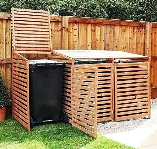 Triple Wheelie Bin Storage Hideaway Wooden Store Cover Garden Rubbish Dustbin Conceals Three (3) 240L Compartments - 2021 Model