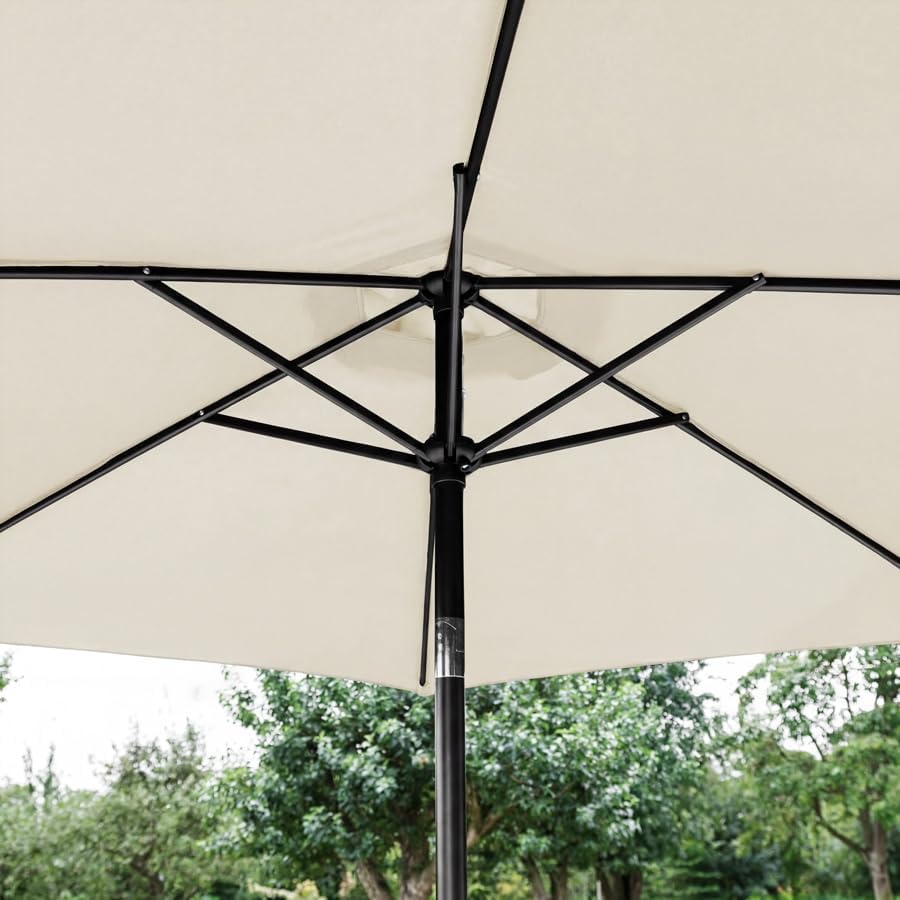 Harrier 2.7m Garden Parasol with Crank Handle & Tilt Function [5 Colour Options] – Outdoor Garden Patio Umbrella with Optional Waterproof Cover + Weights
