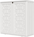 HOMSPARK Medium Resin Storage Cabinet Waterproof, 60-Gallon Indoor & Outdoor Deck Box for Garden Tools, kitchen Accessories, with 2 Laminate Shelves, (34 in. L x 15 in. W x 36 in. H, Light Beige)