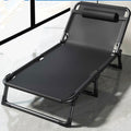 Sun Lounger Garden Chair Heavy Duty Adjustable Folding Chaise Lounge Chair with Adjustable Pillow Beach Chair for Adults 200kg Support Foldable Lawn Garden Recliner Chairs for Outdoor/Indoor