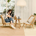 3 Piece Outdoor Bistro Set with Aluminum Alloy Frame, Outdoor All Weather Woven Rope Patio Conversation Set, Patio Furniture Sets with Cushions for Balcony, Garden, Backyard, Brown/Natural Color