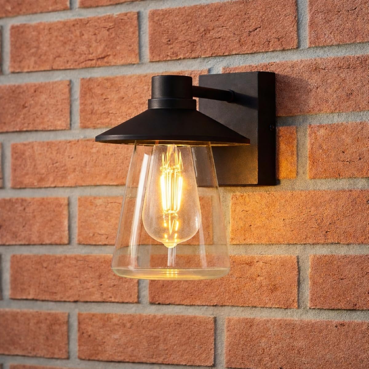 CGC Lighting Outdoor Outside Wall Light Traditional, E27 Bulb, Mains Powered, Garden, Porch, Patio (Black)