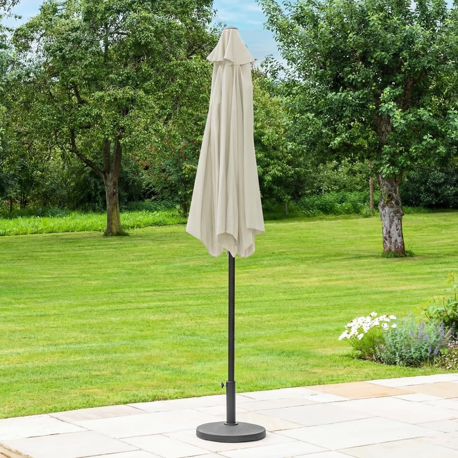 Harrier 2.7m Garden Parasol with Crank Handle & Tilt Function [5 Colour Options] – Outdoor Garden Patio Umbrella with Optional Waterproof Cover + Weights