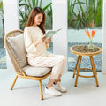 3 Pieces Outdoor Patio Furniture Set - Modern Bistro Set with Coffee Table - Rope Weaving Rattan Conversation Set with Storage Side Table - Balcony Furniture for Garden Balcony Backyard Poolside