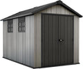 Keter Oakland Outdoor Plastic Garden Storage Shed, Grey, 7.5 x 11 feet