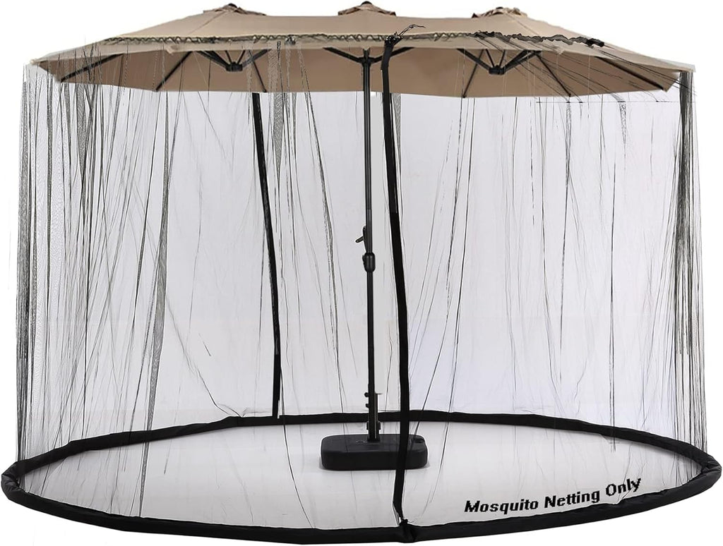 Tiimmgaal Mosquito Neting for 15FT Double-Sided Patio Umbrella Sunbrella Neting Double Zipper Water Pipe Bottom Used and for Patio Gazebo pop up canopy11x11 interchangeable