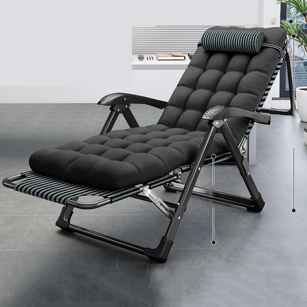 Folding Chaise Lounge Chair13-Position Heavy Duty Sun Lounger Adjustable Garden Recliner with Cushion Extra Wide No Assembly Required Sun Loungers for Garden Terrace Beach Pool