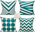 All Smiles Turquoise Teal Couch Accent Throw Pillows Cases Cushion Covers 16×16 Set of 4 Outdoor for Sofa Patio,Modern Décor