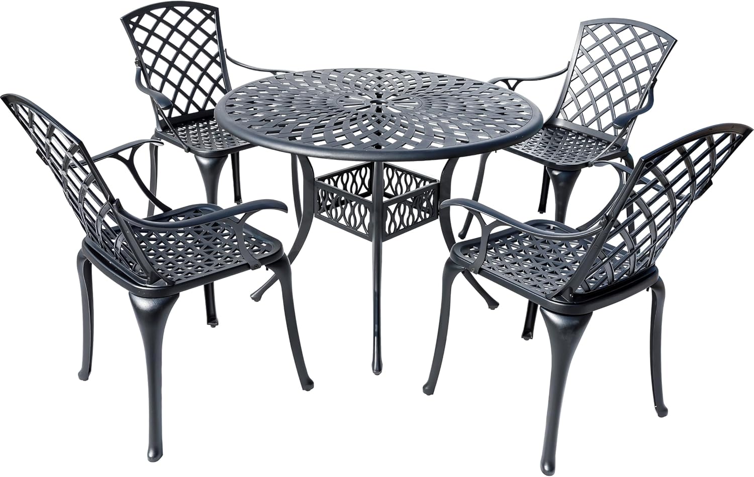 Hi-Line Gift Ltd. Timeless Beauty- Stylish Cast Aluminium Bistro Set in Black