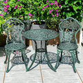 Patio Bistro Set with Leaf Design - 3 Piece Outdoor Rust-Resistant Cast Aluminum Table and Chairs - Patio Furniture Sets for Balcony Backyard Garden