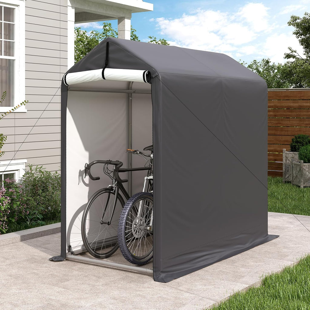 Outdoor Storage Shed 6 x 3Ft Heavy Duty Portable Storage Shelter with Roll-up Zipper Door for Bike, Mower, Garden Storage, CWG001