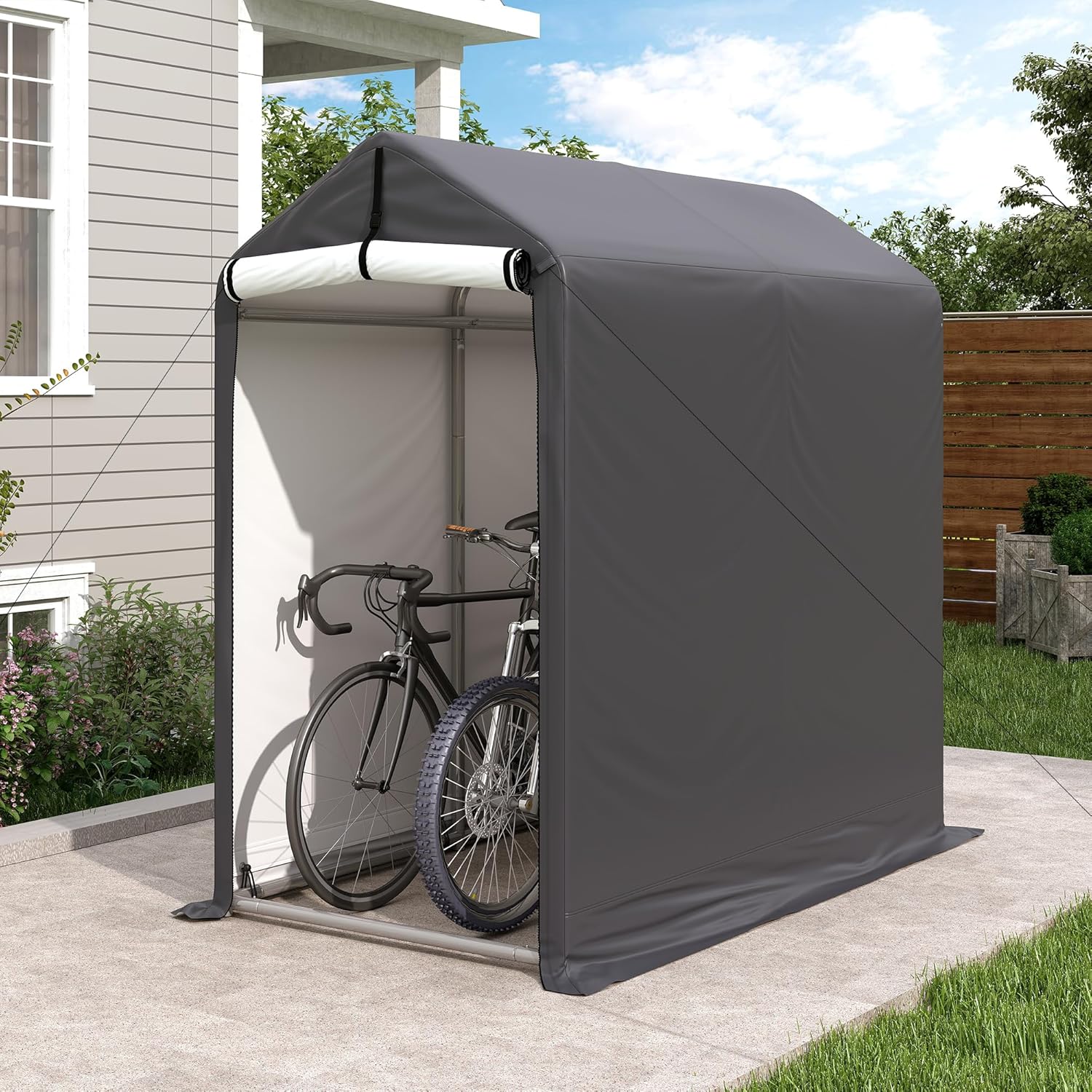 Outdoor Storage Shed 6 x 3Ft Heavy Duty Portable Storage Shelter with Roll-up Zipper Door for Bike, Mower, Garden Storage, CWG001